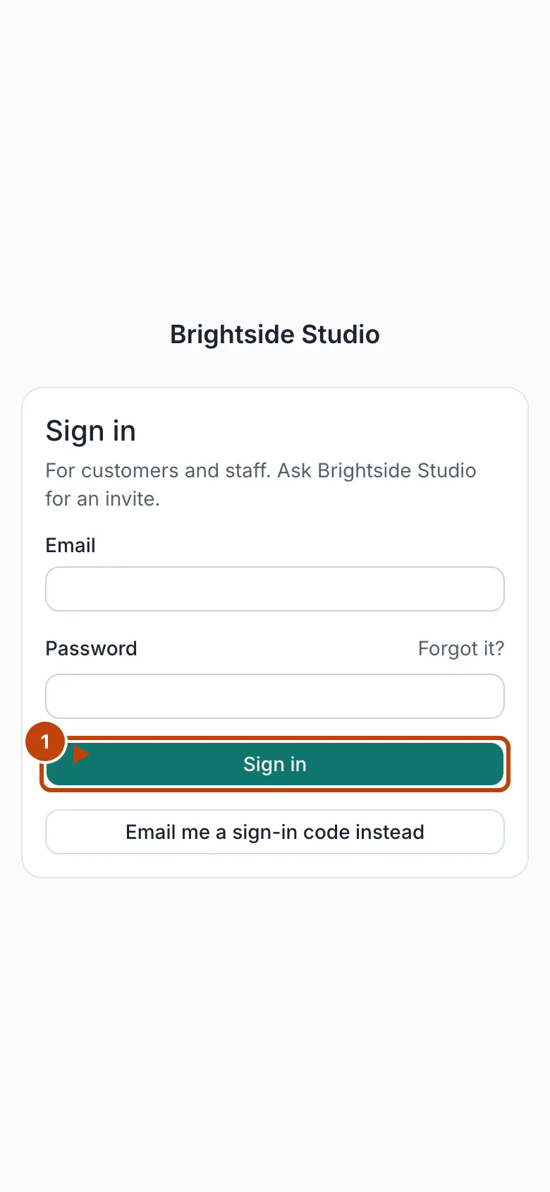 Sign-in page on a phone, with the Sign in button marked